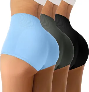 3 Piece Women's Seamless Yoga Booty Shorts High Waist Scrunch Butt Lifting Workout Hot Pants