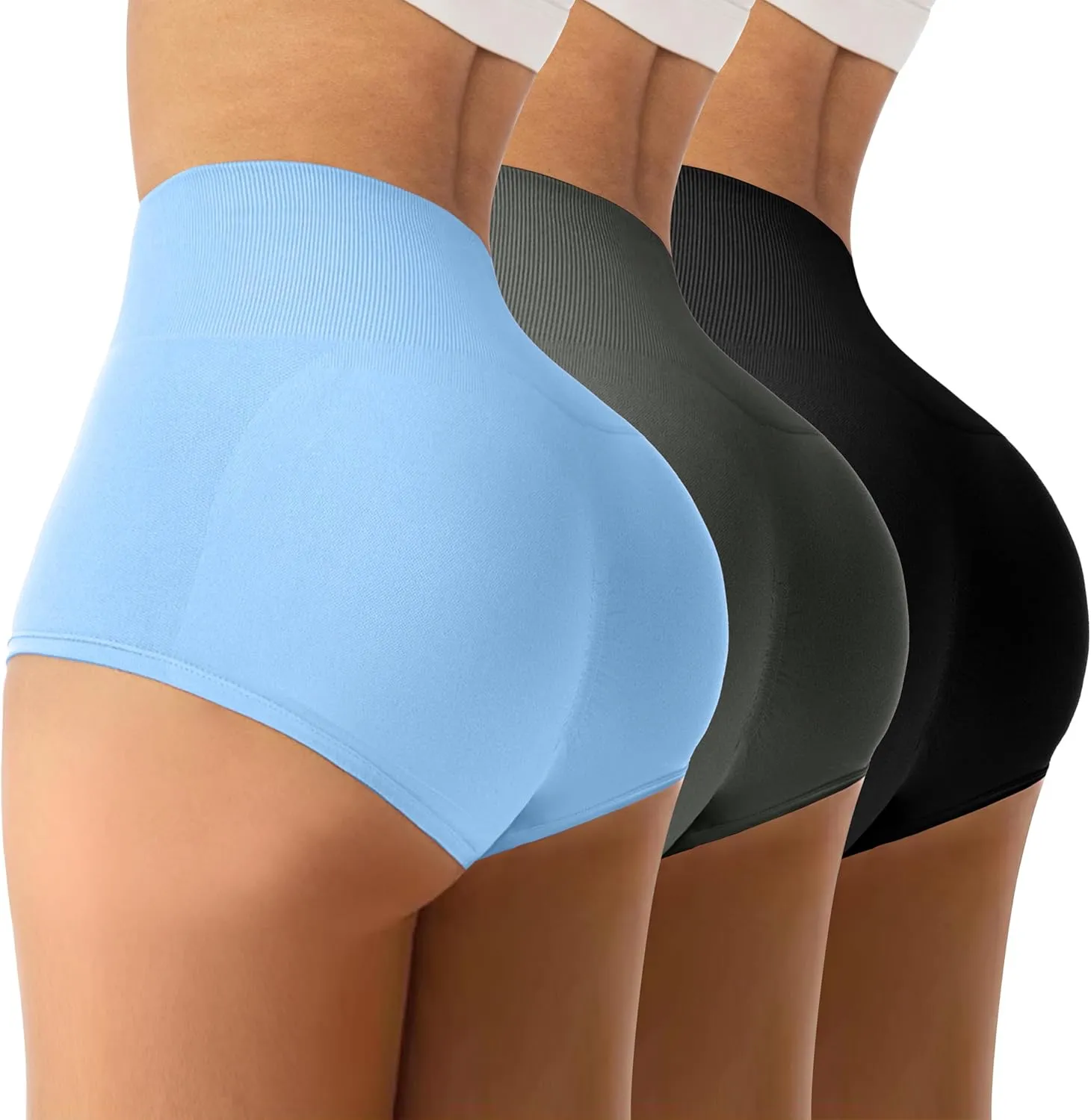 3 Piece Women's Seamless Yoga Booty Shorts High Waist Scrunch Butt Lifting Workout Hot Pants