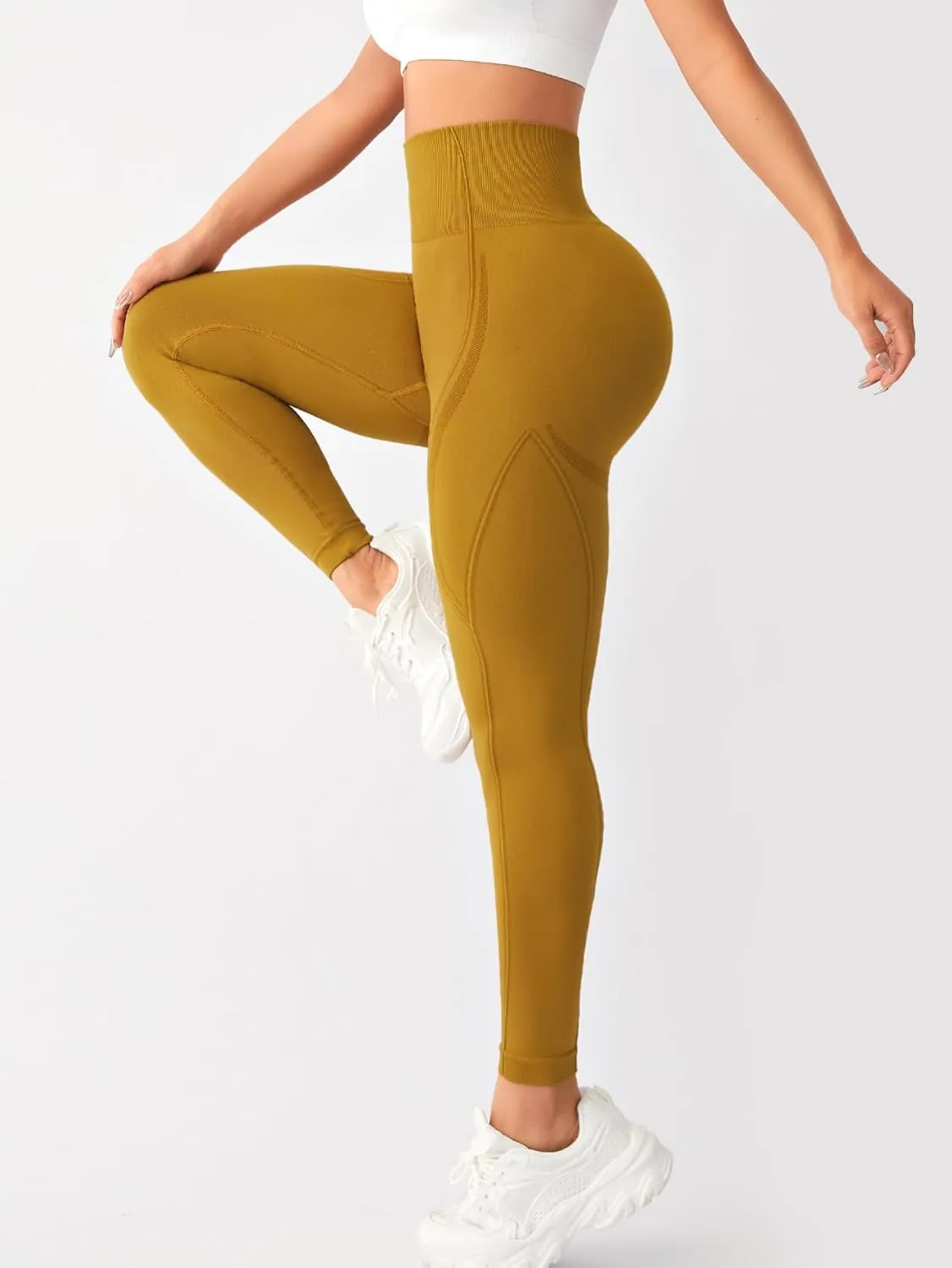 4Pcs Seamless Leggings for Women High Waist Workout Yoga Pants, Scrunch Butt Lifting Elastic Tights