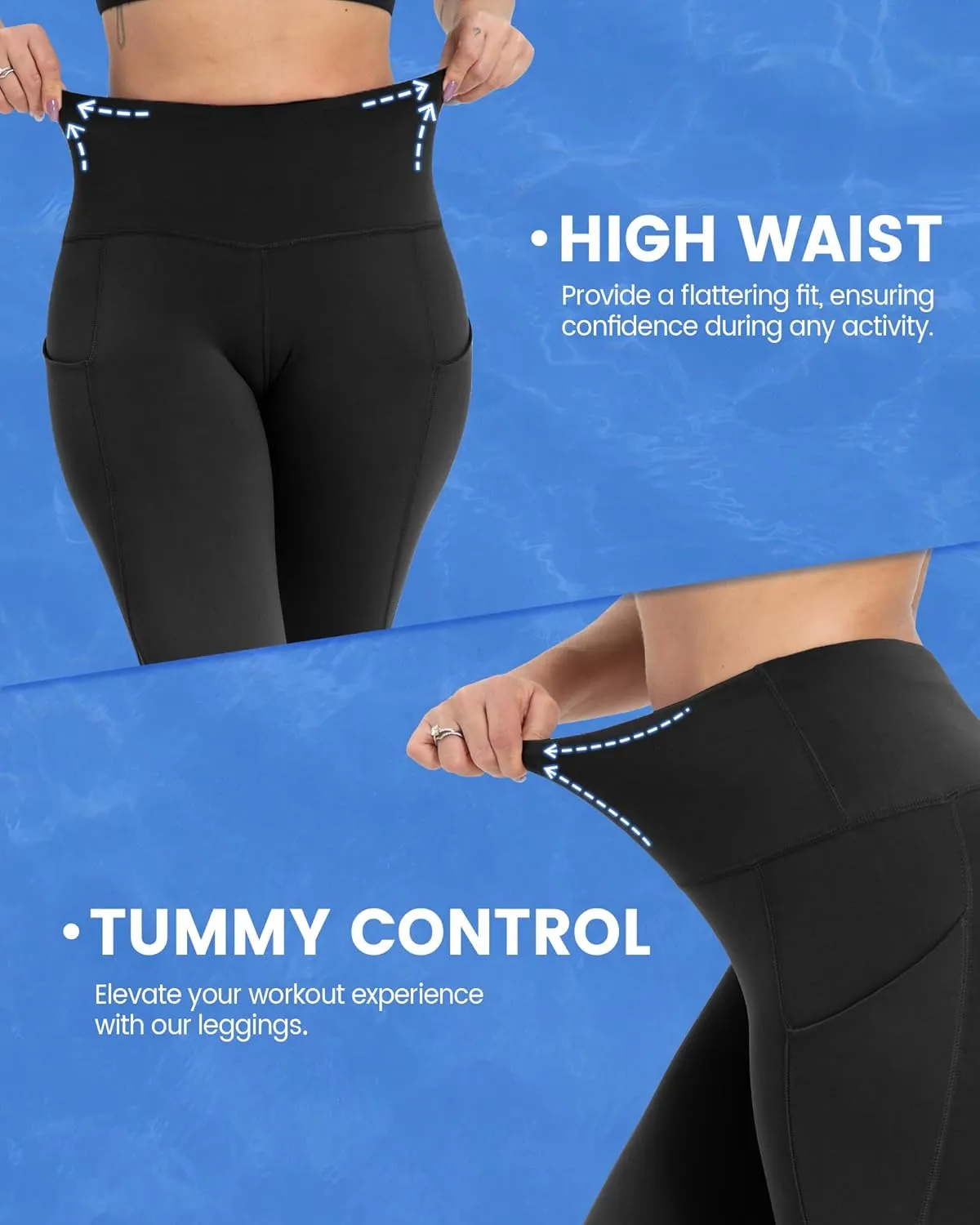5 Pack Leggings with Pockets for Women - High Waisted Tummy Control Workout Gym Yoga Pants