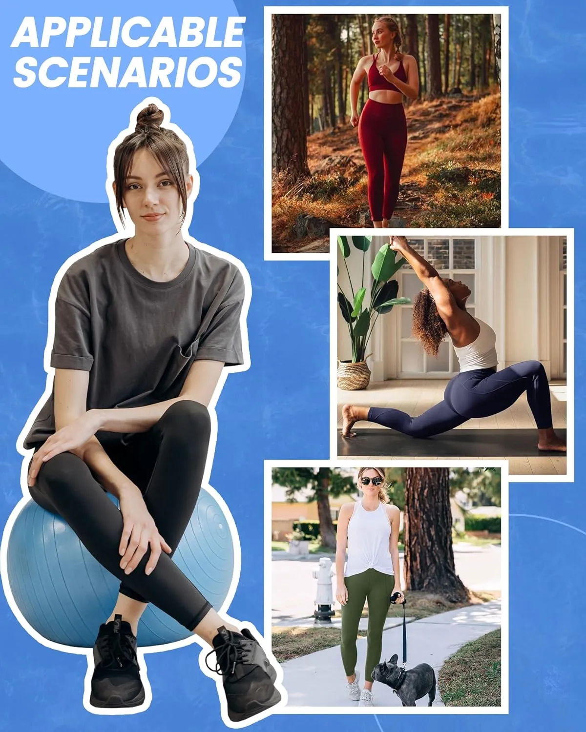 5 Pack Leggings with Pockets for Women - High Waisted Tummy Control Workout Gym Yoga Pants