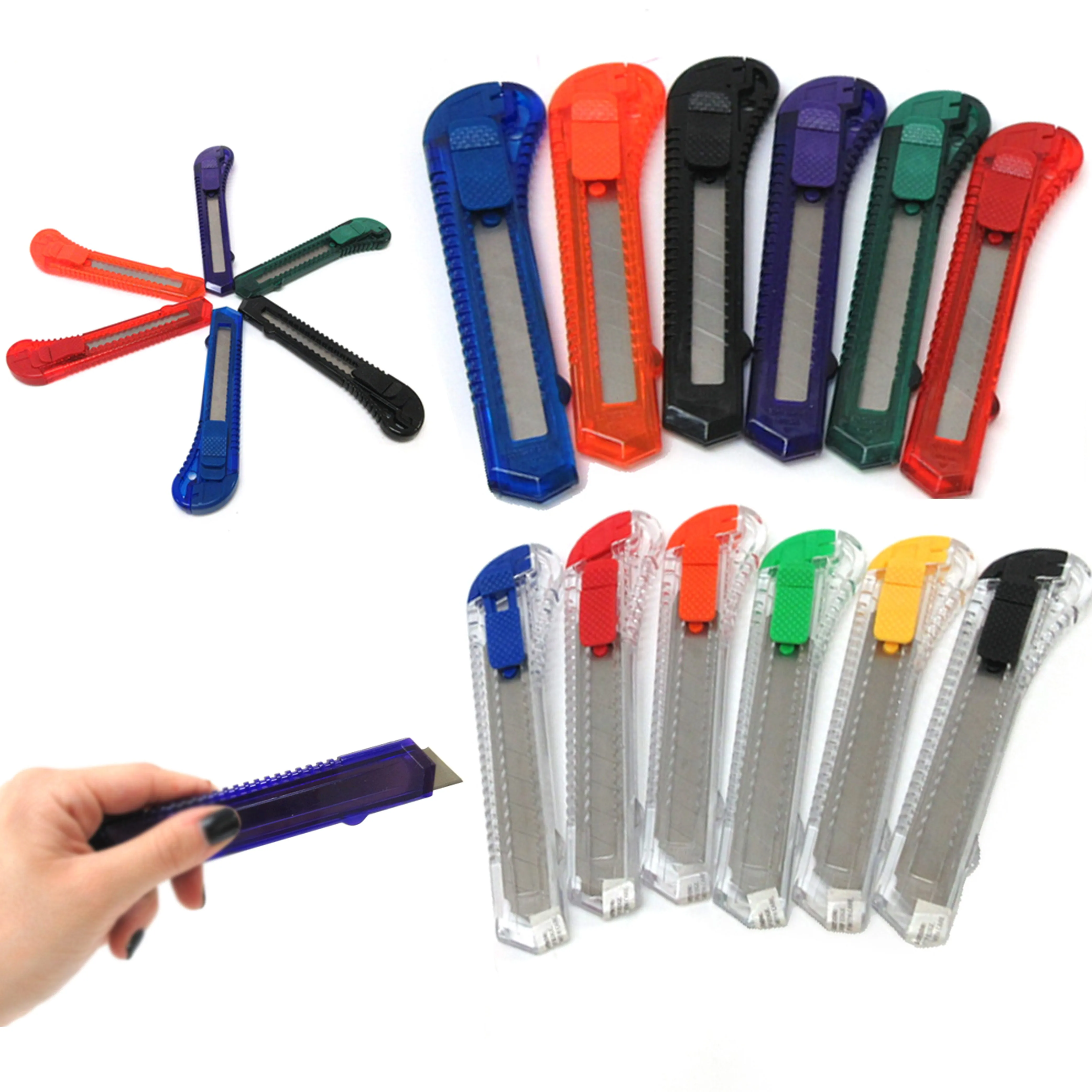 50 Pack Utility Knife Heavy Duty Box Cutter Craft Work Retractable Heavy Duty