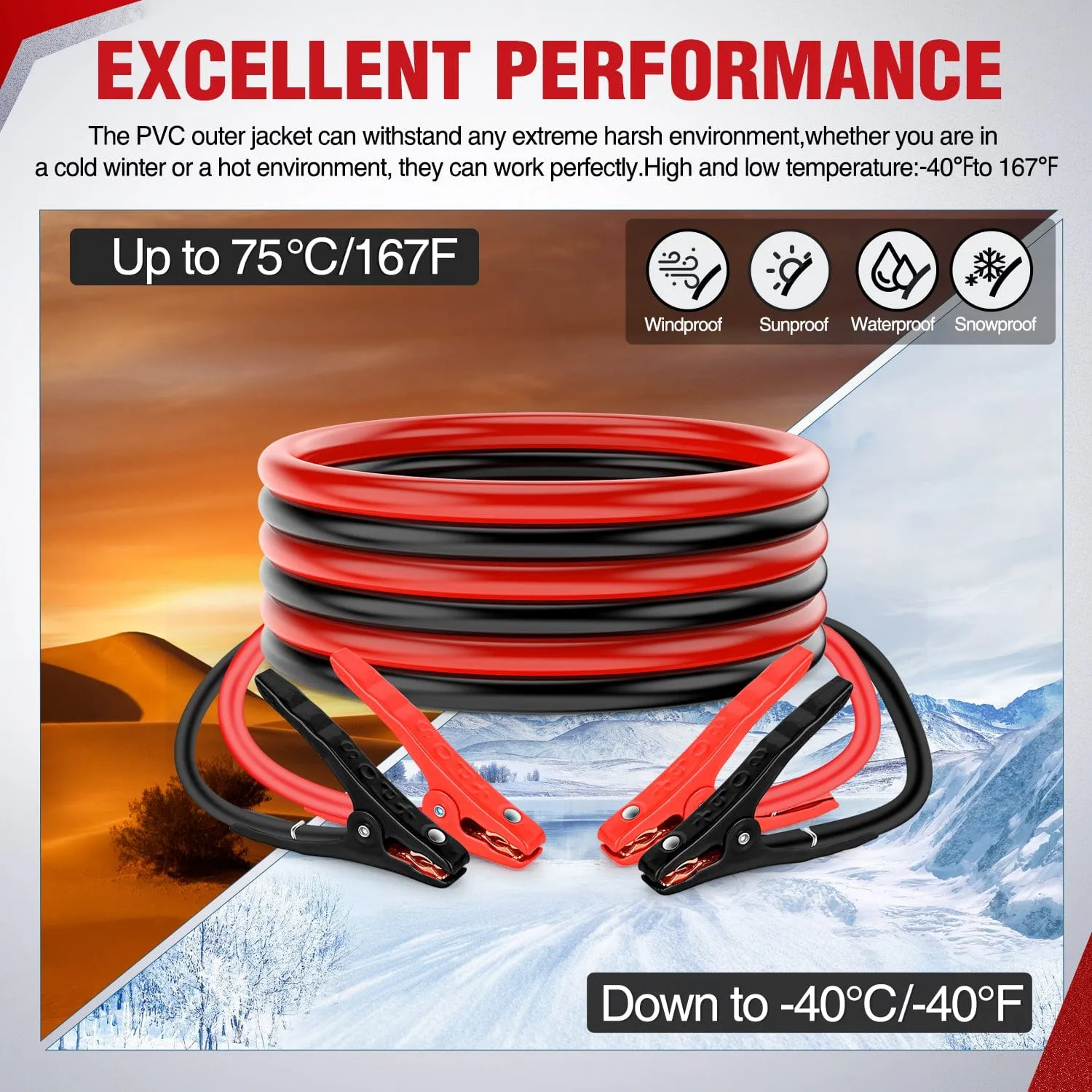 6 Gauge 12 FT Heavy Duty Jumper Cable