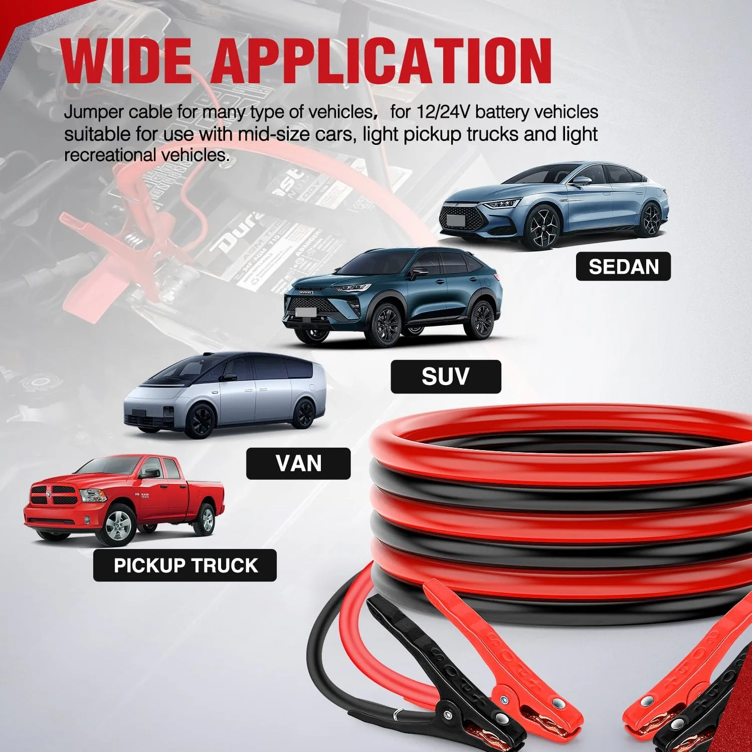 6 Gauge 12 FT Heavy Duty Jumper Cable
