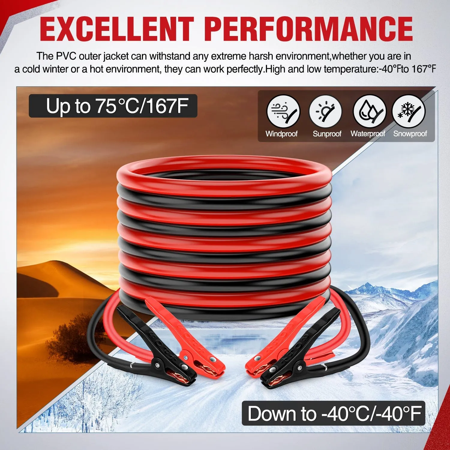 6 Gauge 20 FT Heavy Duty Jumper Cable