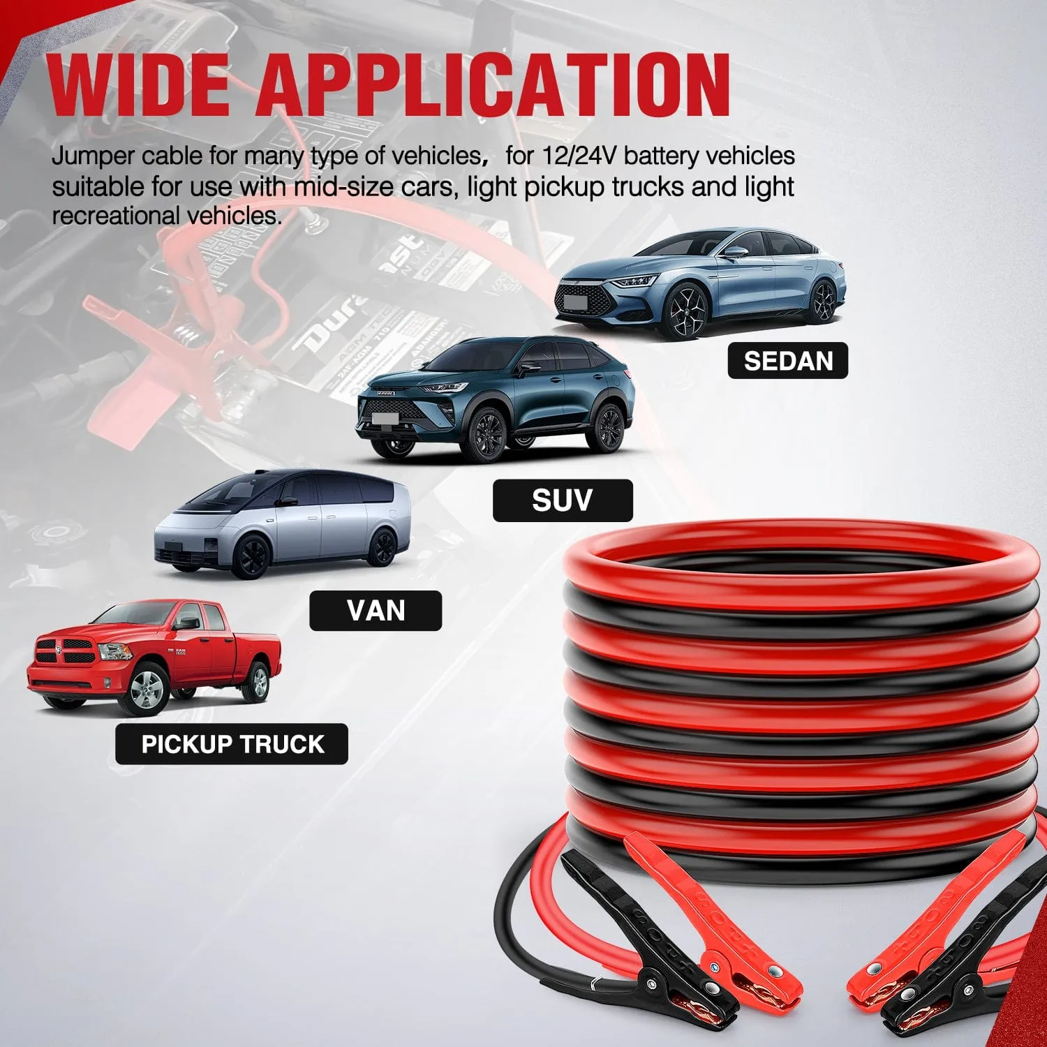 6 Gauge 20 FT Heavy Duty Jumper Cable