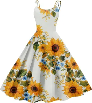 ADHOWBEW Spring Dresses for Women 2025 Trendy Round Neck Sexy Casual Vacation Flowy Plus Size Sleeveless Outfits