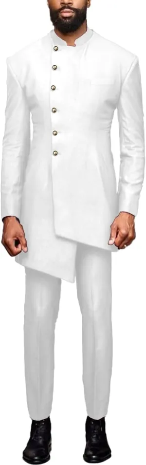 African Suits for Men Slim Fit Jacket and Pants 2 Piece Outfits Dashiki Blazer Wedding Attire Nigerian Plus Size Clothes