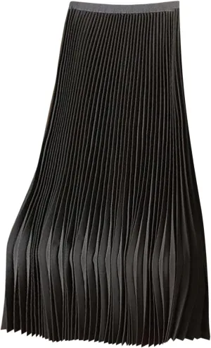 Akklian Pleated Midi Skirts for Women High Waisted A-Line Satin Skirts Chiffon Flare Casual Skirt 2024 Plus Size Midi Dress