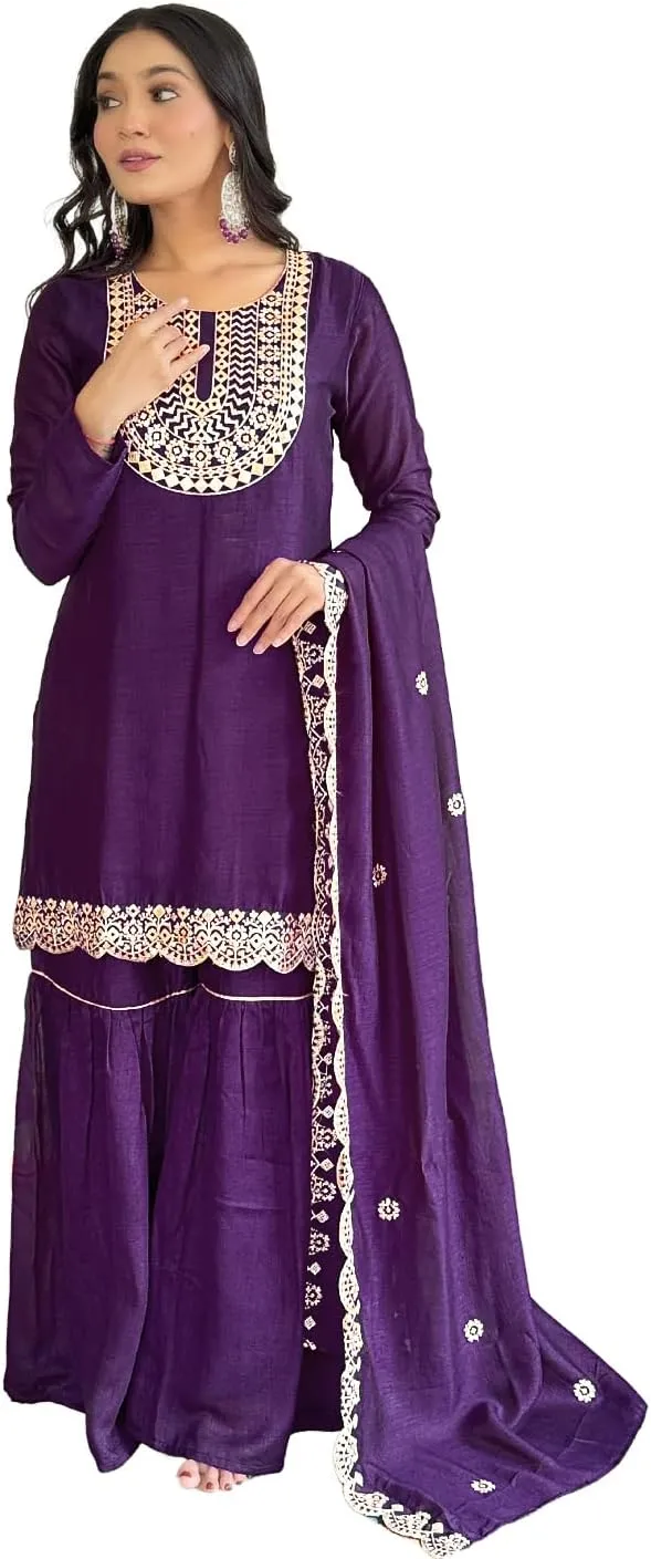 Anarkali Kurti with Pant and Dupatta 3 Piece Suit Set for Women Indian Traditional Party Wear outfit