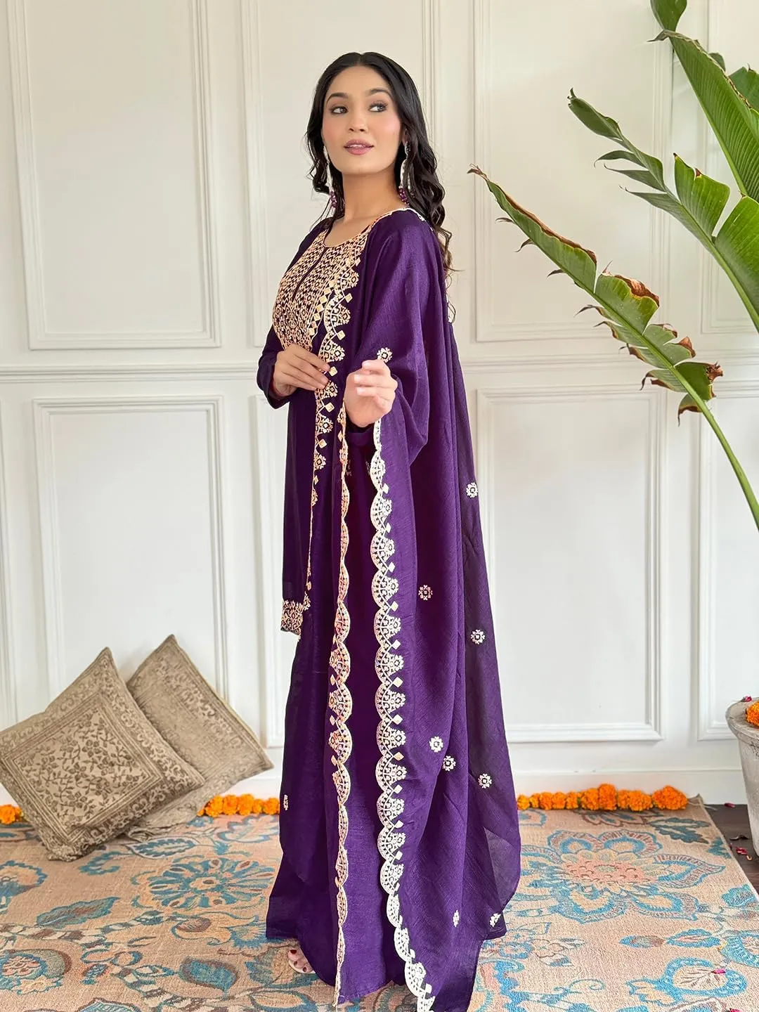 Anarkali Kurti with Pant and Dupatta 3 Piece Suit Set for Women Indian Traditional Party Wear outfit