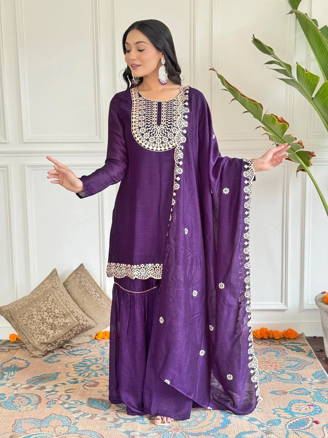 Anarkali Kurti with Pant and Dupatta 3 Piece Suit Set for Women Indian Traditional Party Wear outfit