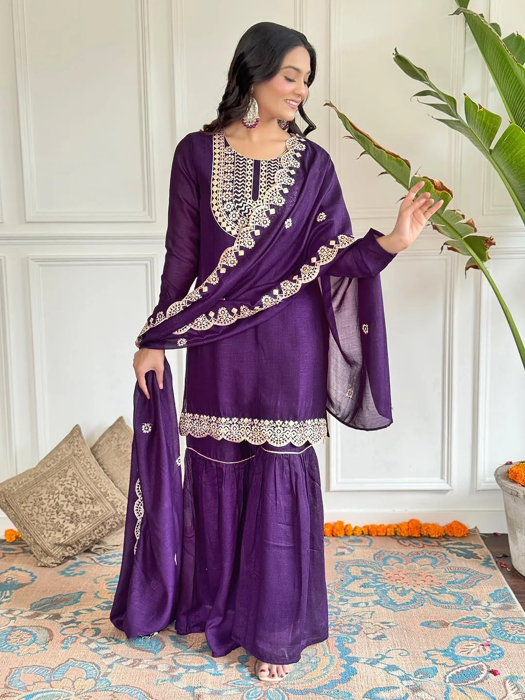 Anarkali Kurti with Pant and Dupatta 3 Piece Suit Set for Women Indian Traditional Party Wear outfit