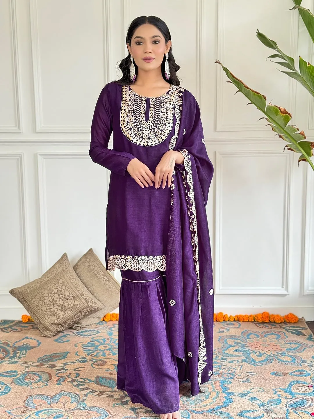 Anarkali Kurti with Pant and Dupatta 3 Piece Suit Set for Women Indian Traditional Party Wear outfit