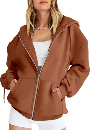 ANRABESS Womens Zip Up Hoodies Long Sleeve Oversized Sweatshirts Fleece Y2K Jacket Pockets 2025 Fall Outfits Fashion Clothes