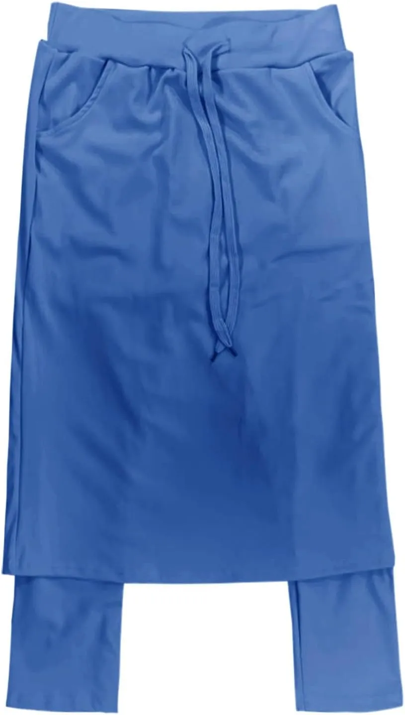 Athletic Skirt with Leggings Tennis Knee Length Yoga High Waisted Drawstring Long Golf Skirted