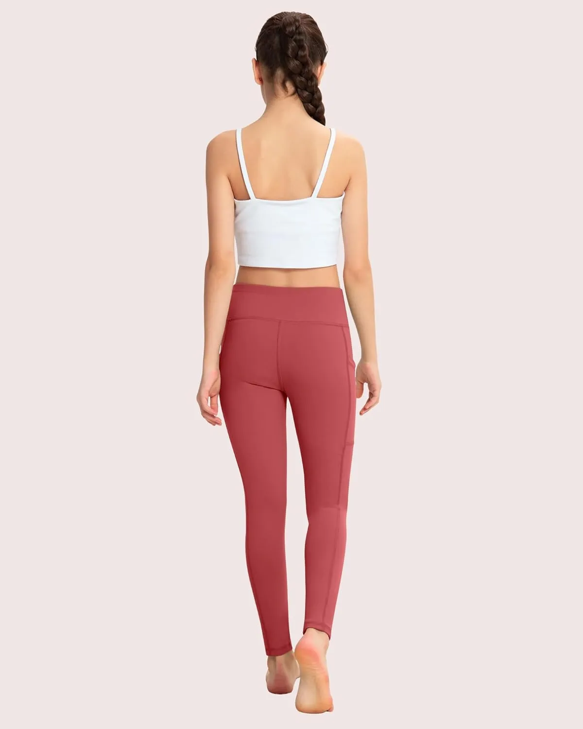 ATHVOTAR Girls Leggings with Pockets: High Waisted Yoga Workout Athletic Dance Running Pants 4 Packs