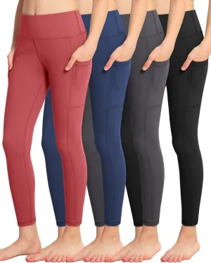 ATHVOTAR Girls Leggings with Pockets: High Waisted Yoga Workout Athletic Dance Running Pants 4 Packs