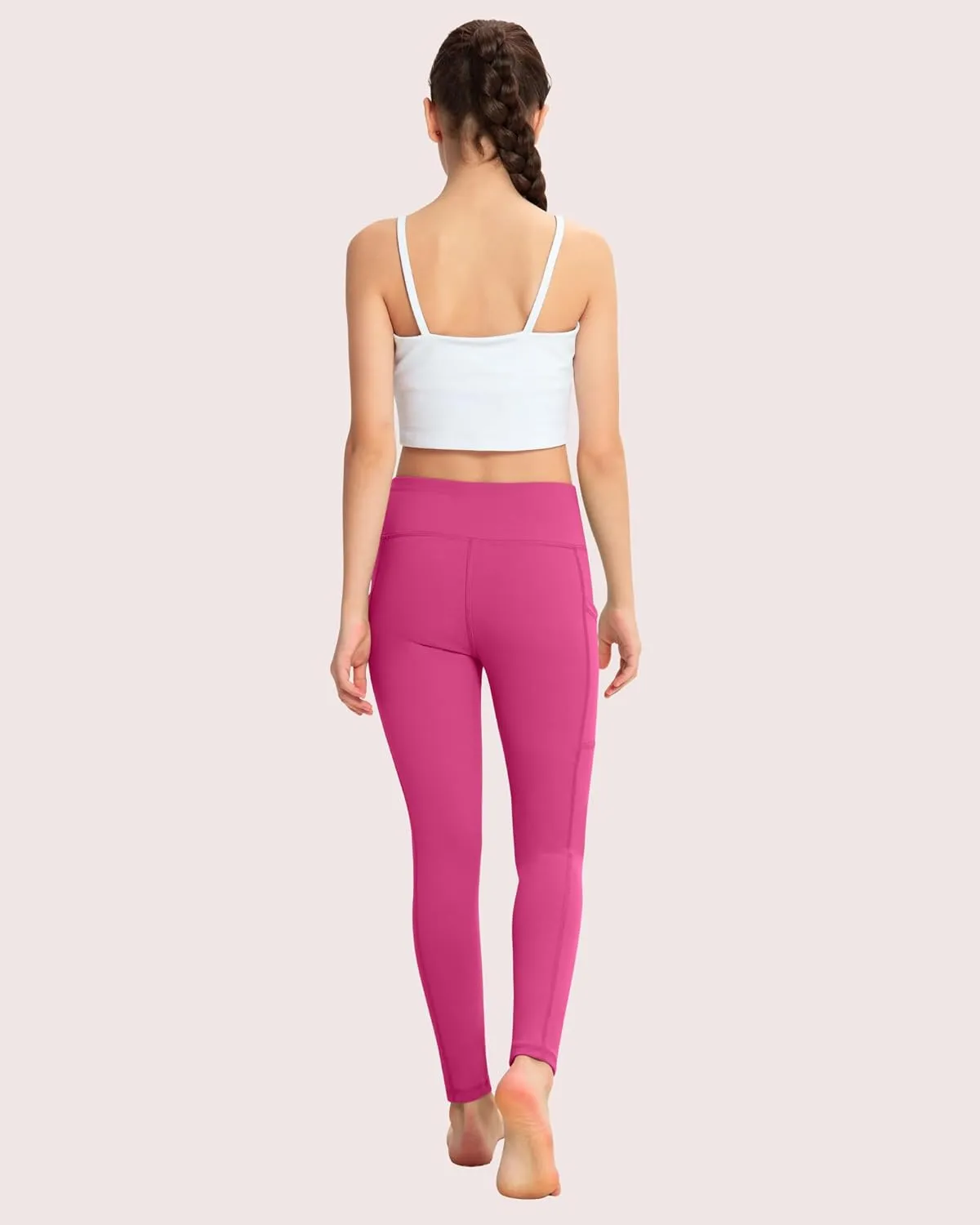 ATHVOTAR Girls Leggings with Pockets: High Waisted Yoga Workout Athletic Dance Running Pants 4 Packs