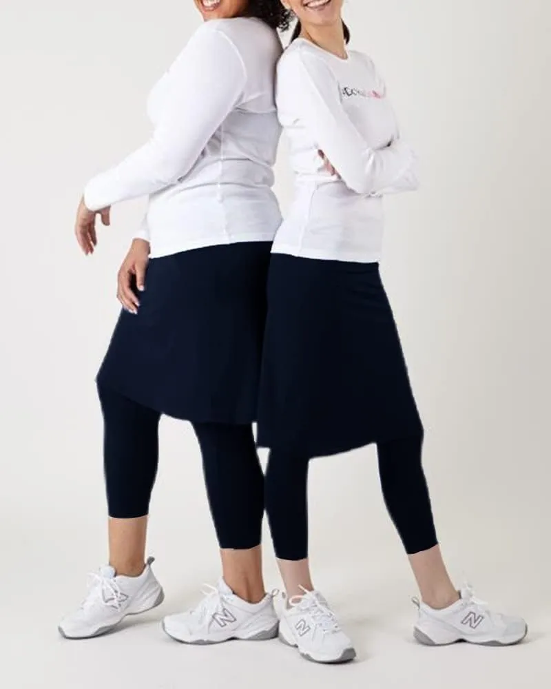 Aurgelmir Women's Tennis Golf Skirts Workout Skirted Leggings Yoga Capri Pants with Skirts Skorts Pockets