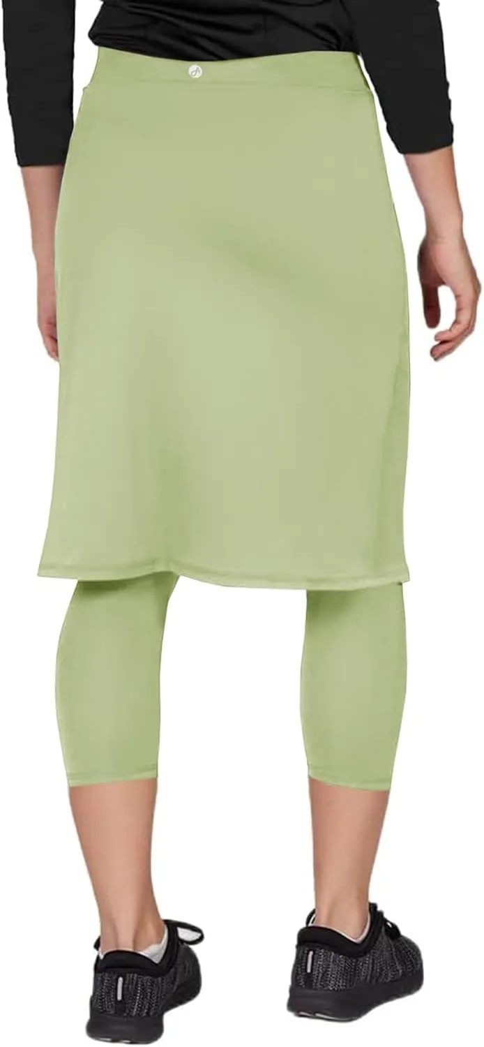 Aurgelmir Women's Tennis Golf Skirts Workout Skirted Leggings Yoga Capri Pants with Skirts Skorts Pockets
