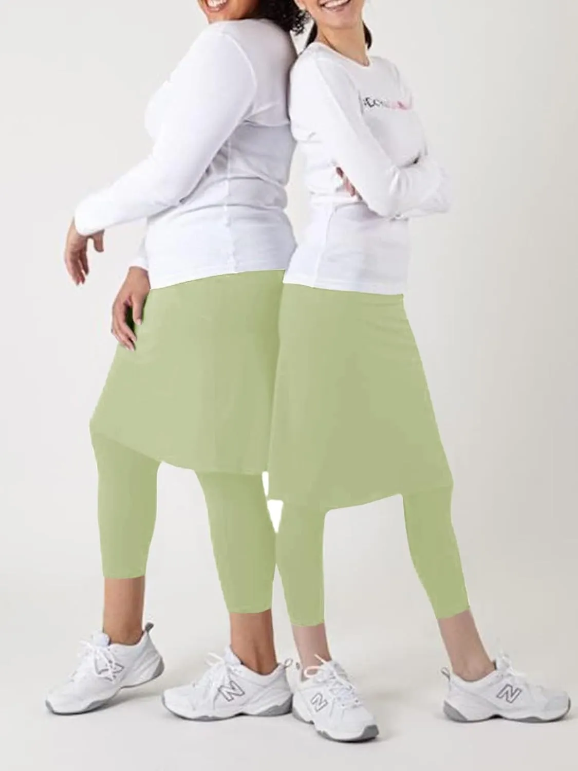 Aurgelmir Women's Tennis Golf Skirts Workout Skirted Leggings Yoga Capri Pants with Skirts Skorts Pockets
