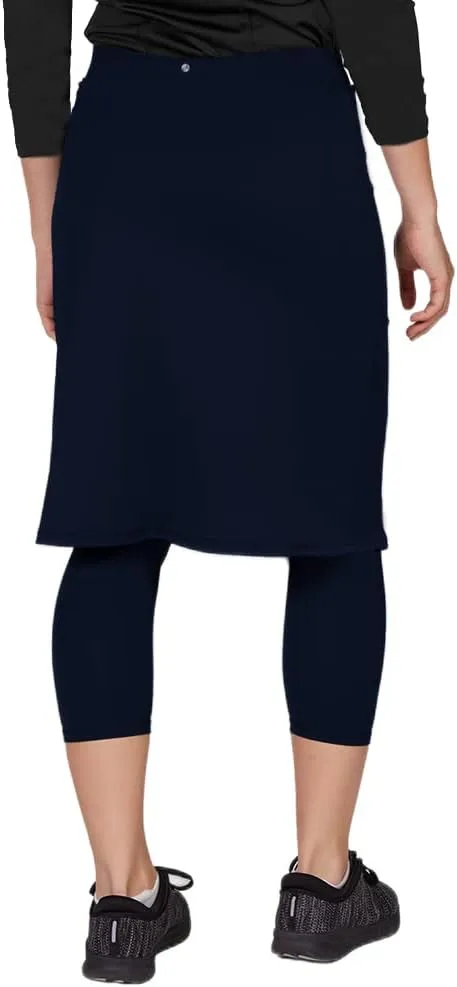 Aurgelmir Women's Tennis Golf Skirts Workout Skirted Leggings Yoga Capri Pants with Skirts Skorts Pockets