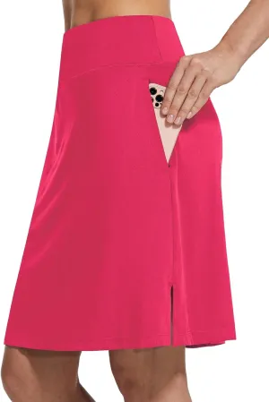 baleaf Women's 20" Golf Skirts Knee Length Skorts Athletic Modest Long Active Casual Pockets UV Protection
