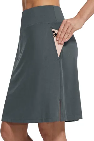 baleaf Women's 20" Golf Skirts Knee Length Skorts Athletic Modest Long Active Casual Pockets UV Protection