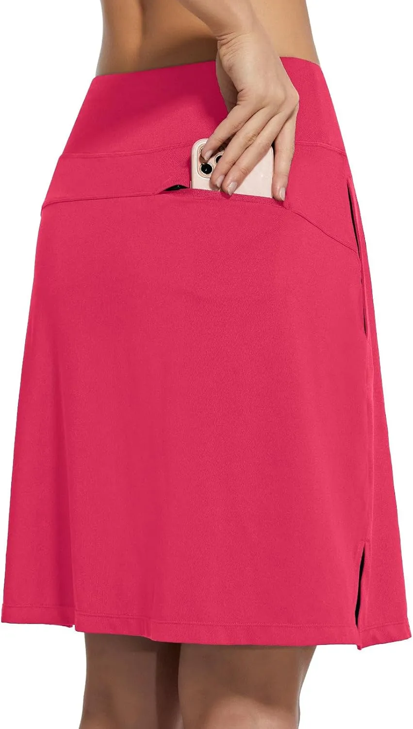 baleaf Women's 20" Golf Skirts Knee Length Skorts Athletic Modest Long Active Casual Pockets UV Protection