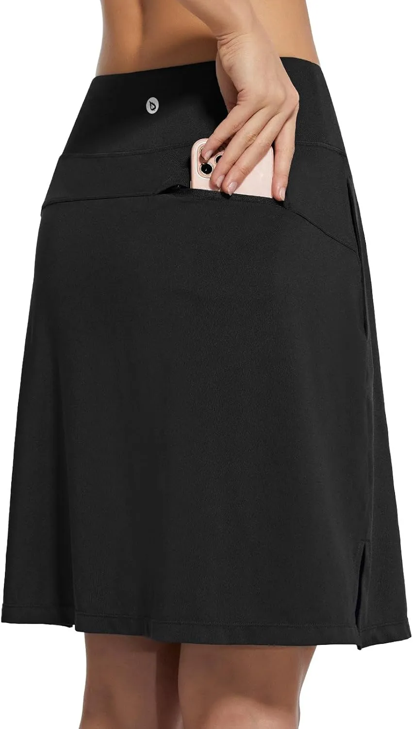 baleaf Women's 20" Golf Skirts Knee Length Skorts Athletic Modest Long Active Casual Pockets UV Protection