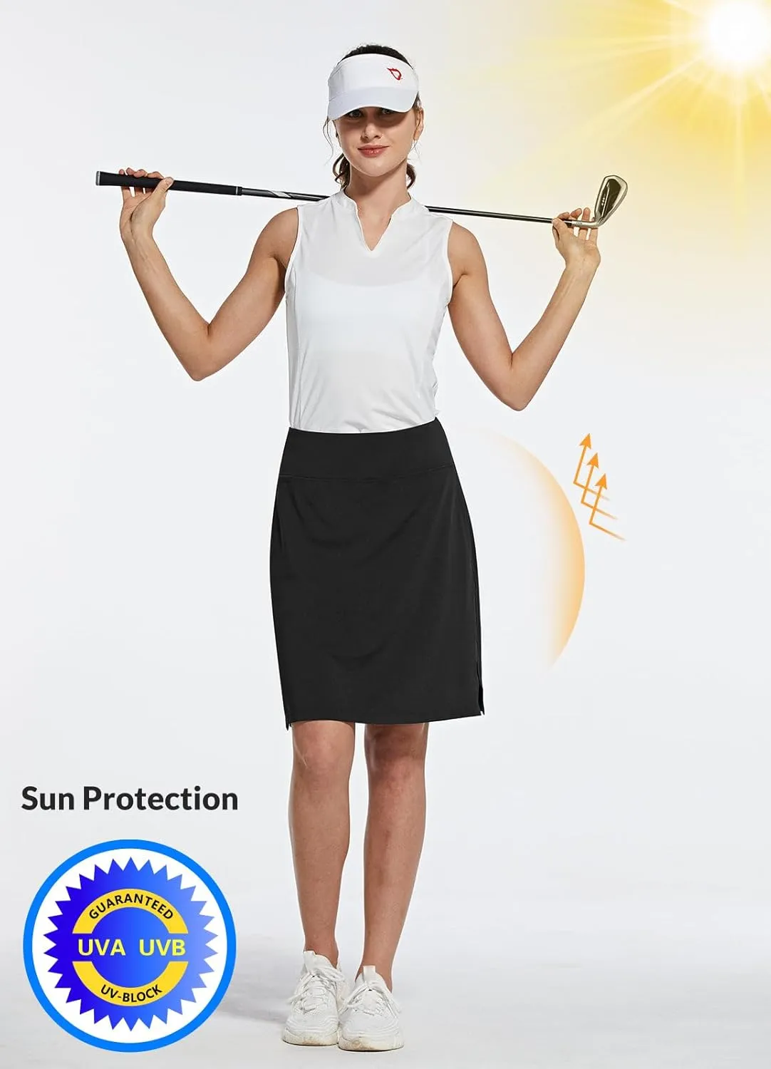 baleaf Women's 20" Golf Skirts Knee Length Skorts Athletic Modest Long Active Casual Pockets UV Protection