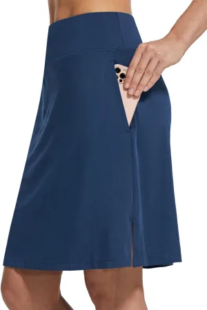 baleaf Women's 20" Golf Skirts Knee Length Skorts Athletic Modest Long Active Casual Pockets UV Protection