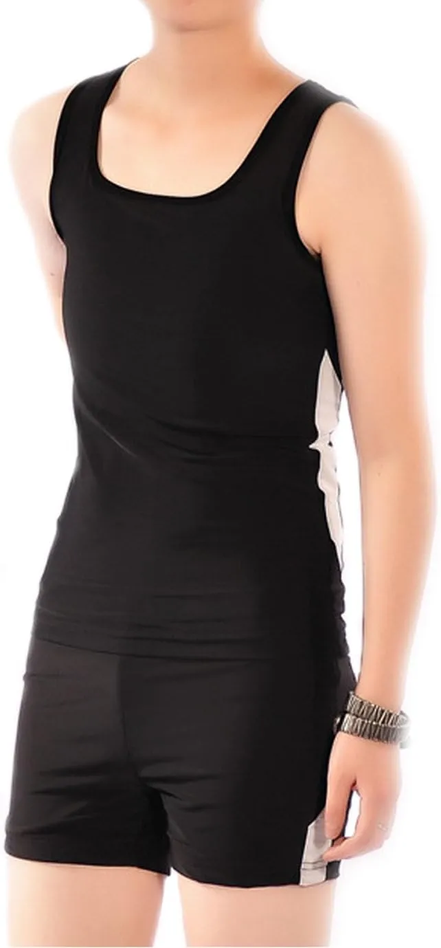 BaronHong Women Lesbian Tomboy Chest Binder Quick-Drying Swimwear Set Tank Top Swimming Pants