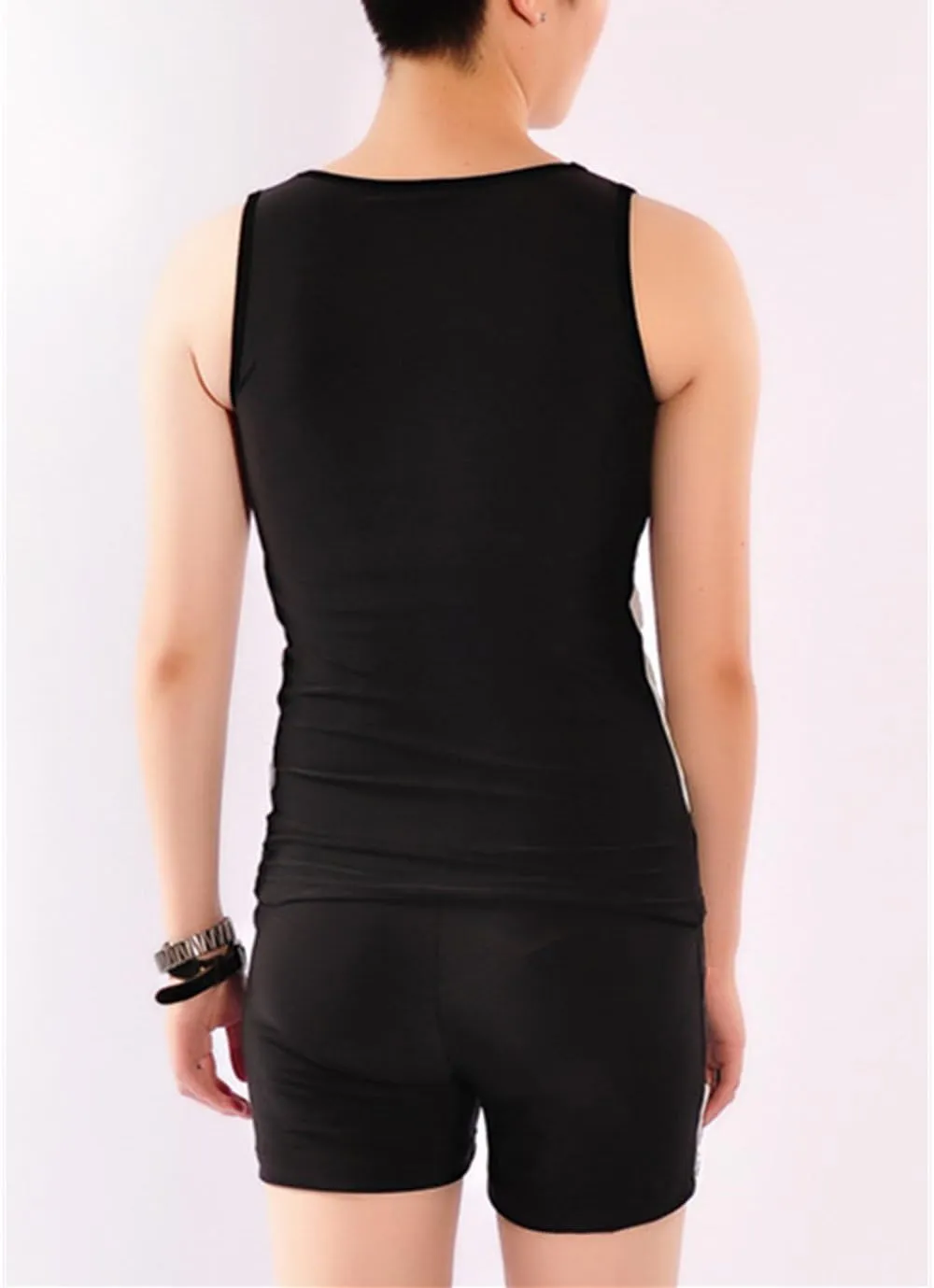 BaronHong Women Lesbian Tomboy Chest Binder Quick-Drying Swimwear Set Tank Top Swimming Pants