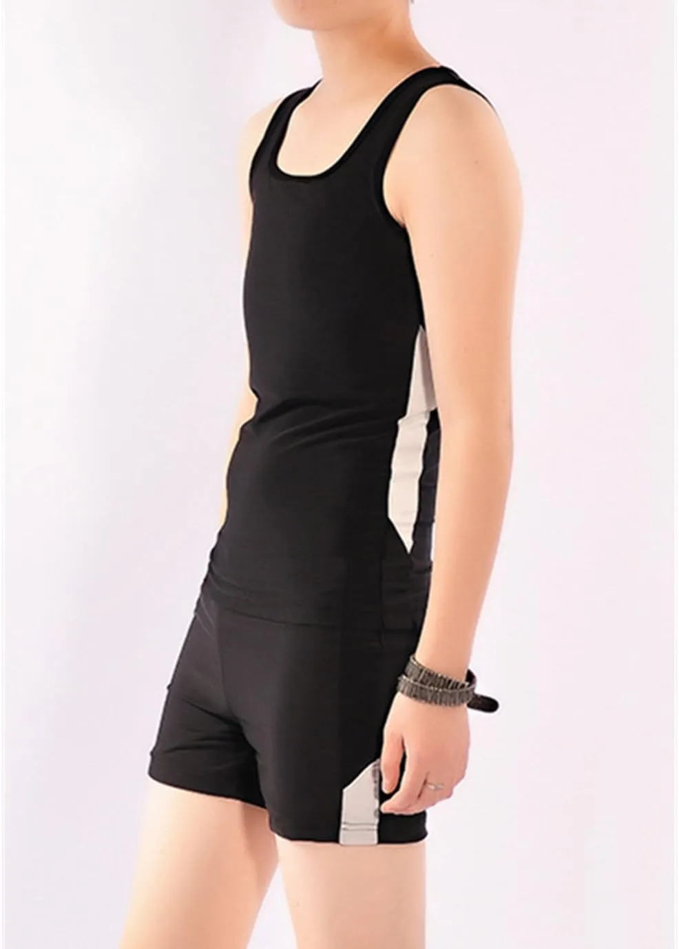 BaronHong Women Lesbian Tomboy Chest Binder Quick-Drying Swimwear Set Tank Top Swimming Pants