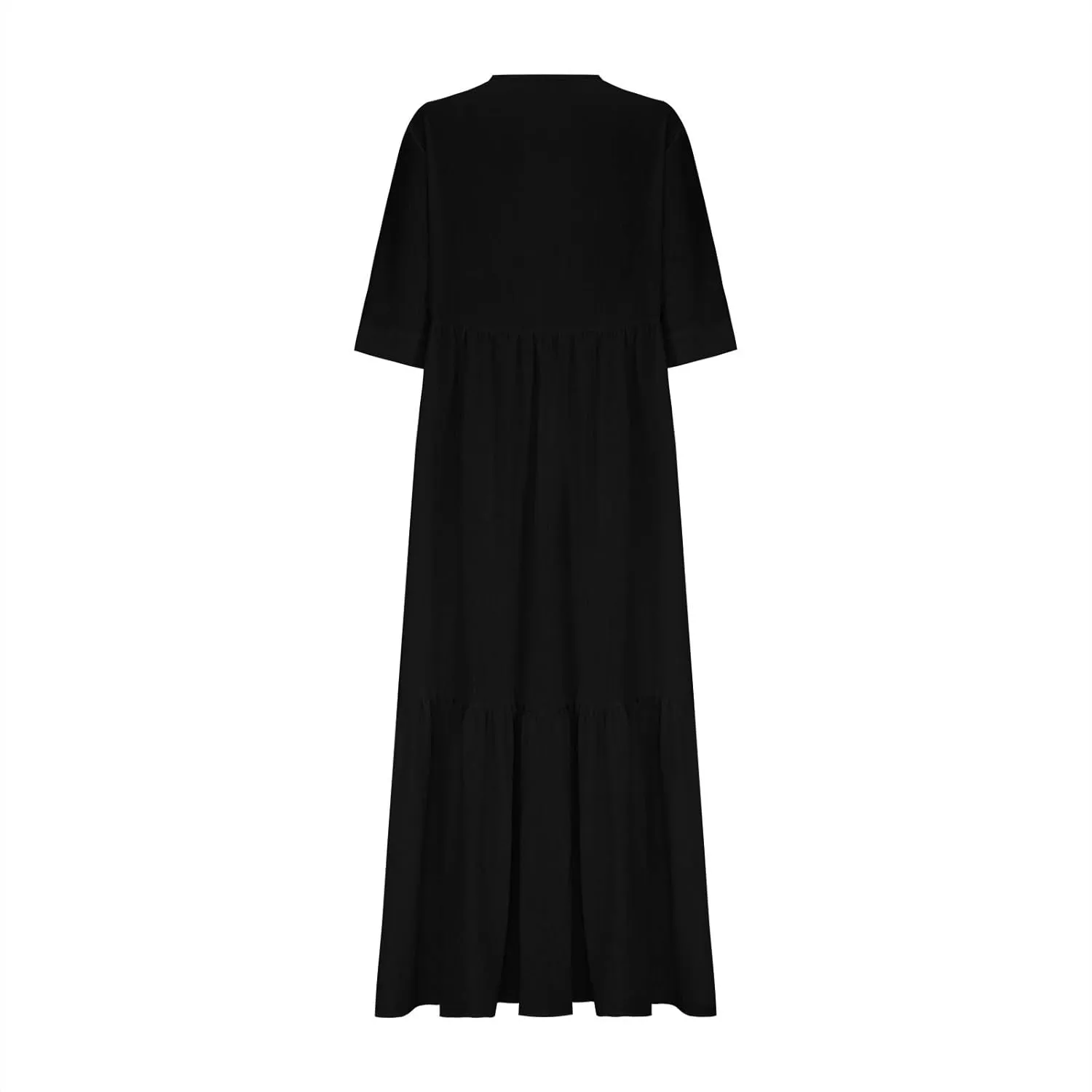 Boho Summer Dresses for Women Casual V Neck Beach Flowy Sundress Ladies Fashion Vacation Cotton Linen Maxi Dress