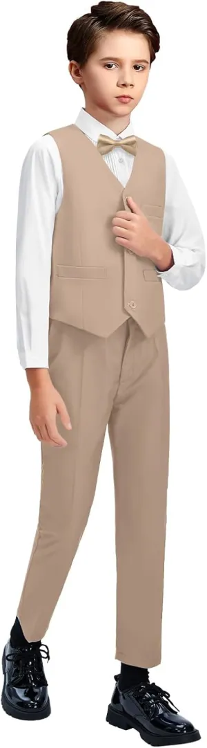 Boys Suit Kids Formal Wedding Tuxedo Dress Suits for Teen Boys Vest and Pants Set