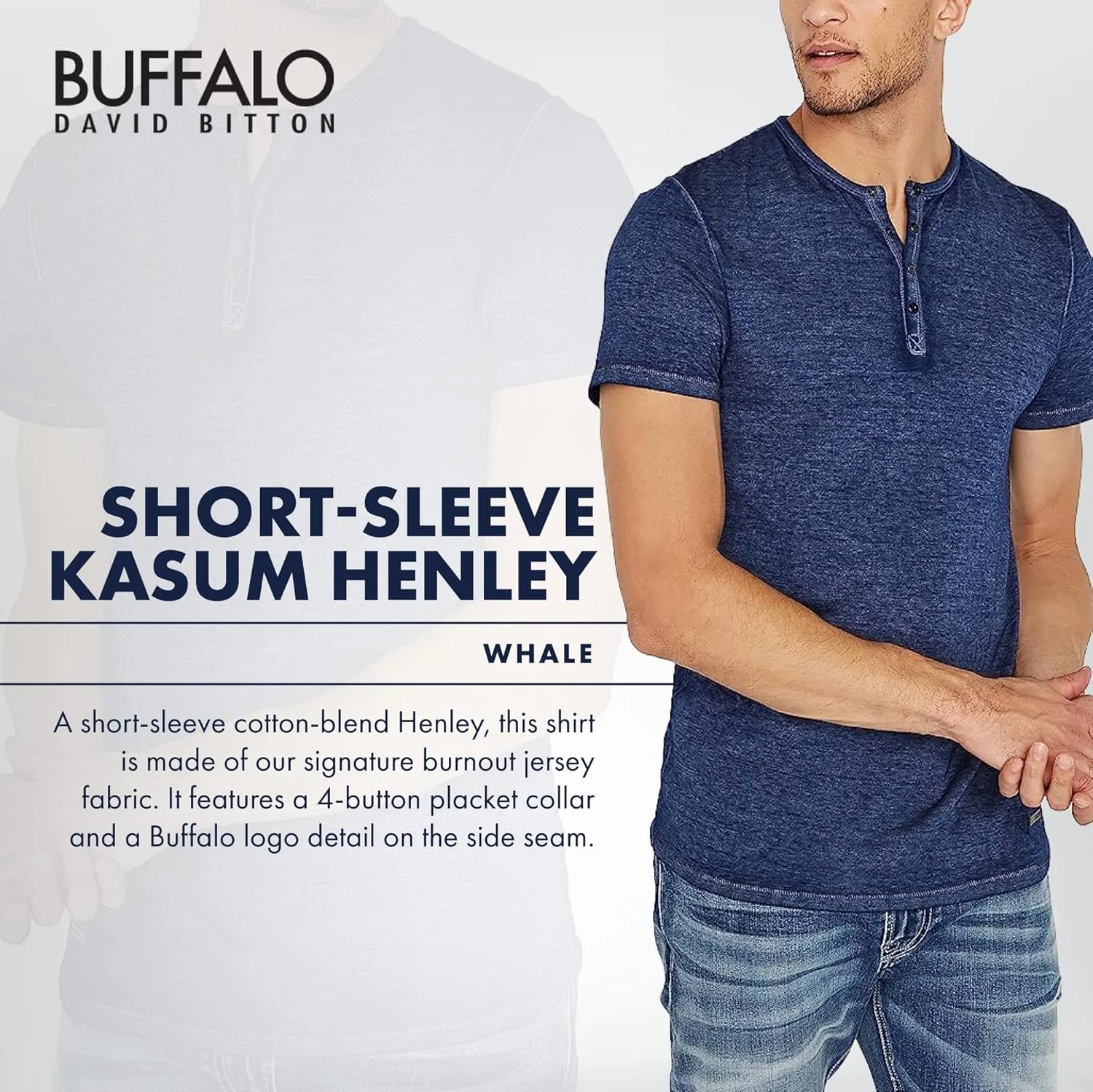 Buffalo David Bitton Men's Short Sleeve Kasum Henley