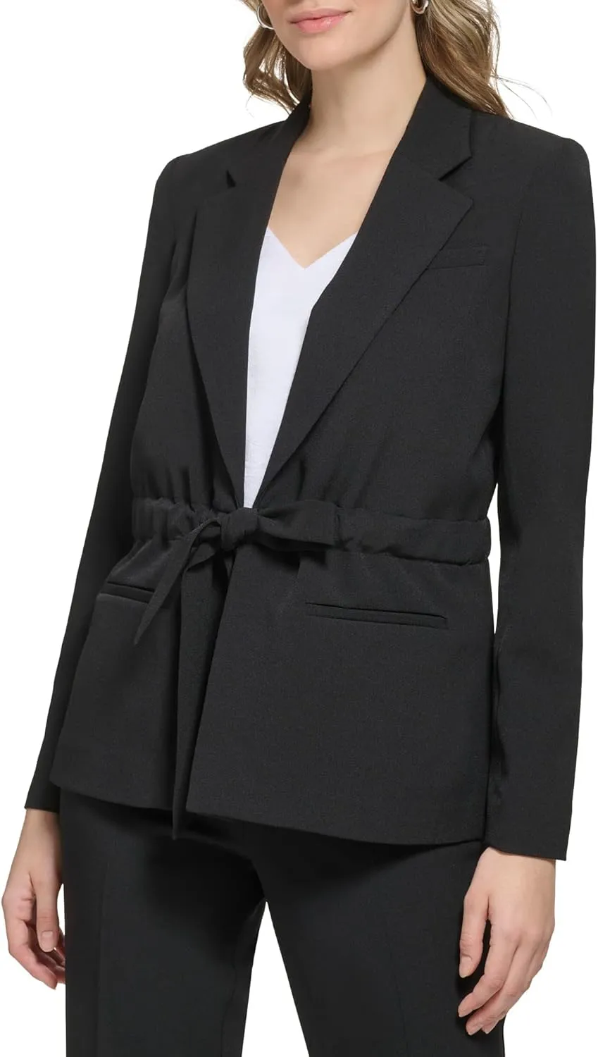 Calvin Klein Women's Sinched Crepe Drawstring Belted Jacket