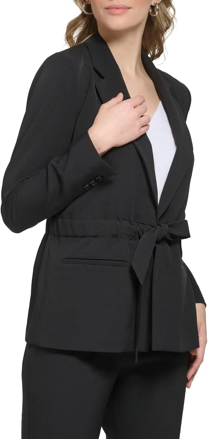 Calvin Klein Women's Sinched Crepe Drawstring Belted Jacket