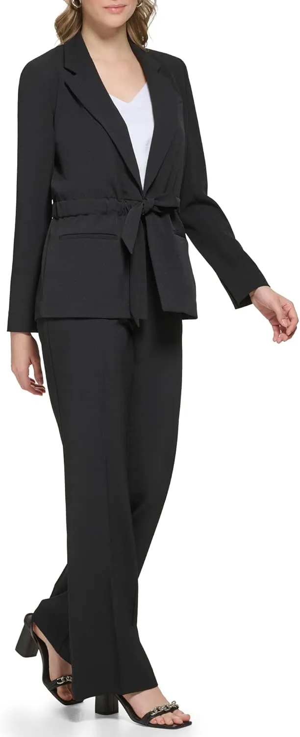 Calvin Klein Women's Sinched Crepe Drawstring Belted Jacket