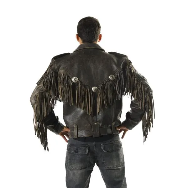 Concho Western Fringe Cowhide Leather Jacket 142