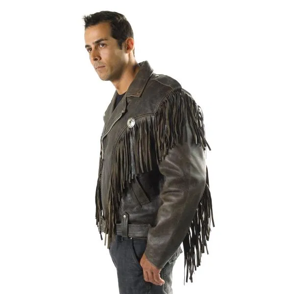 Concho Western Fringe Cowhide Leather Jacket 142