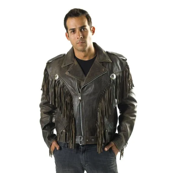 Concho Western Fringe Cowhide Leather Jacket 142