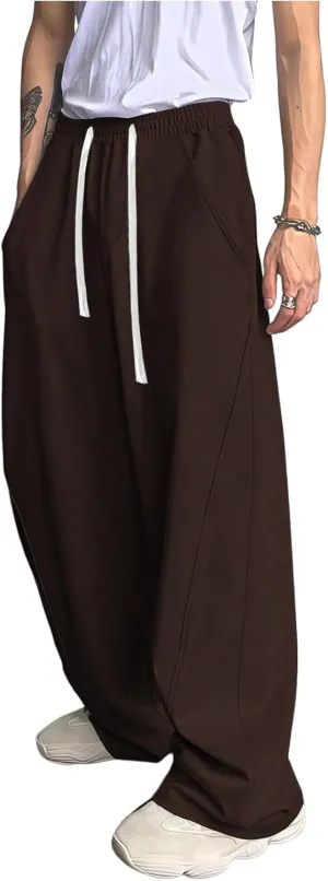 COZYEASE Men's Sweatpants Athletic Drawstring Waist Wide Leg Sweatpants Casual Baggy Pants with Pockets