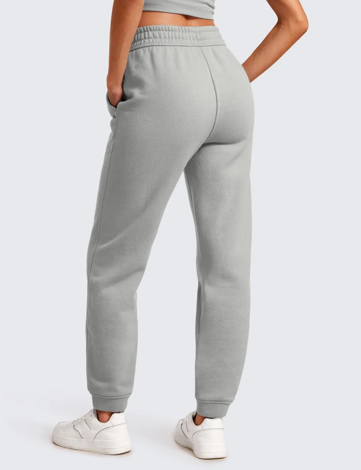 CRZ YOGA Cotton Fleece Lined Sweatpants Women High Waisted Warm Casual Lounge Jogger Pants with Pockets