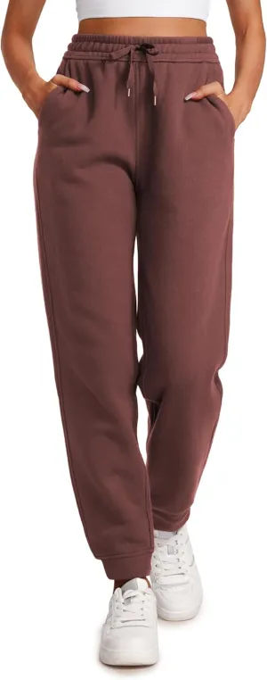 CRZ YOGA Cotton Fleece Lined Sweatpants Women High Waisted Warm Casual Lounge Jogger Pants with Pockets