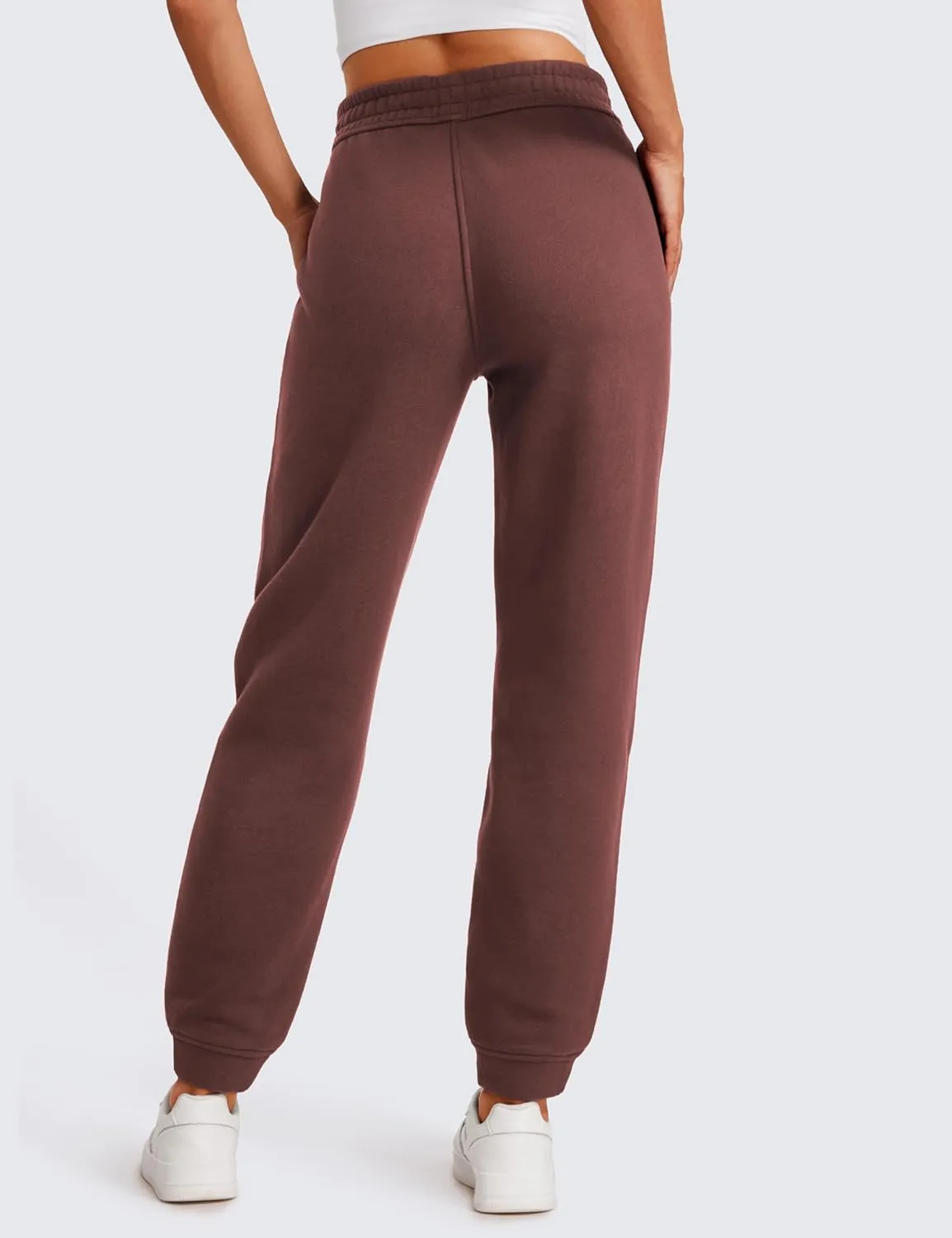 CRZ YOGA Cotton Fleece Lined Sweatpants Women High Waisted Warm Casual Lounge Jogger Pants with Pockets