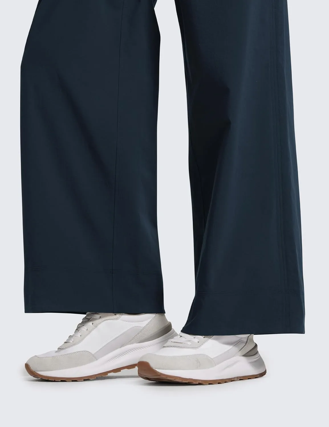CRZ YOGA Stretch Wide Leg Casual Pants for Women 30" High Waisted Dress Work Water Resistant Travel Trousers